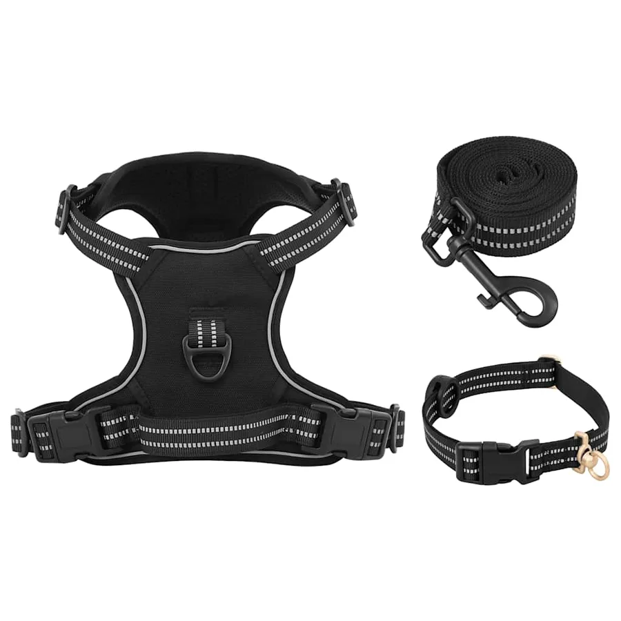 Harnais pour chien avec laisse et collier réglables noir L - 4