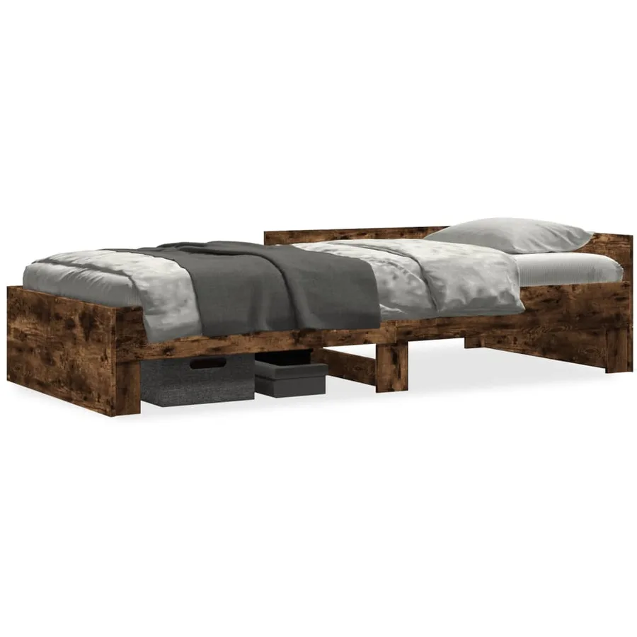 Cadre de lit sans matelas chêne fumé 90x200cm bois d'ingénierie - 2