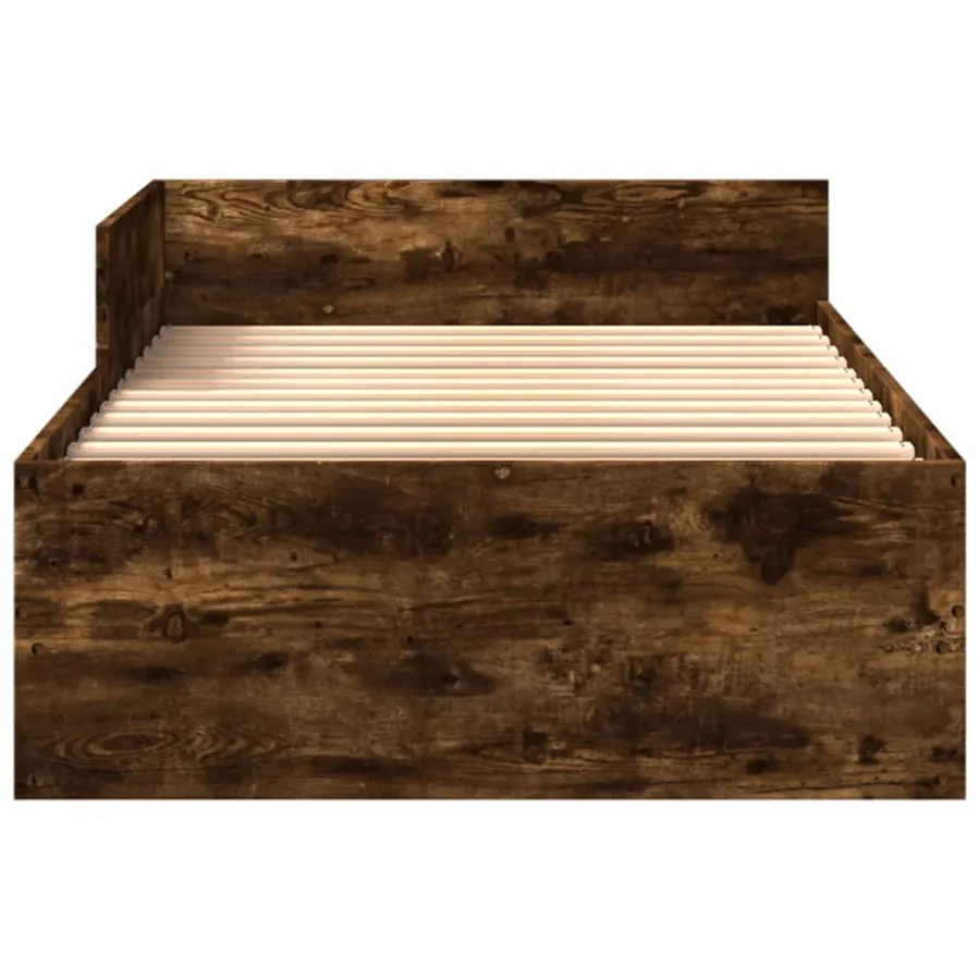 Cadre de lit sans matelas chêne fumé 90x200cm bois d'ingénierie - 5
