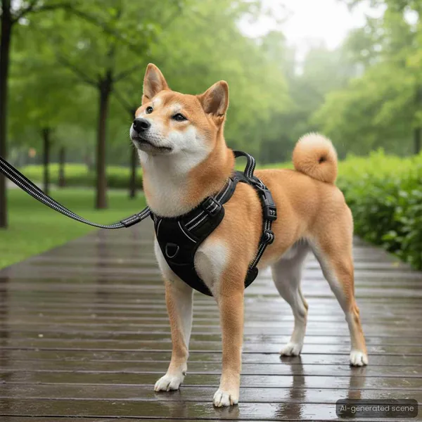 Harnais pour chien avec bandes réfléchissantes réglables L