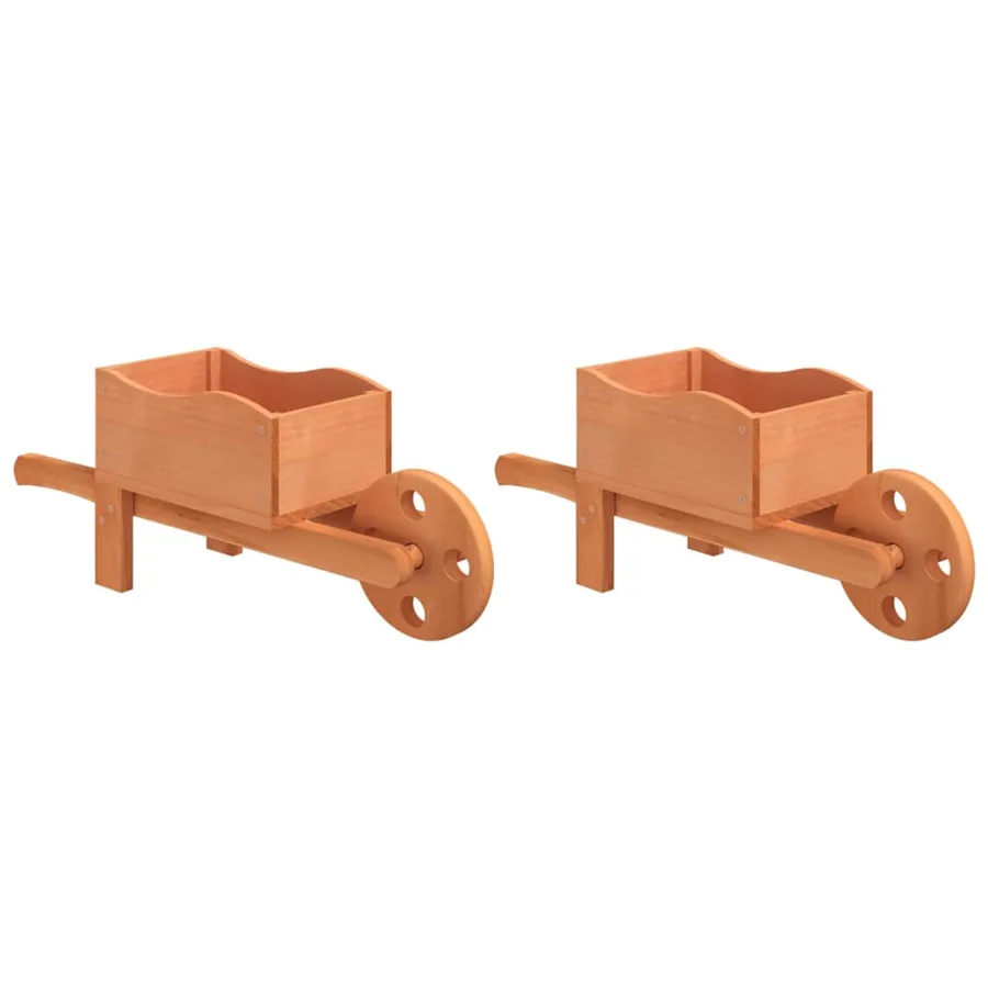 Jardinières brouette 2 pcs 47x15x19 cm bois de sapin massif - 2