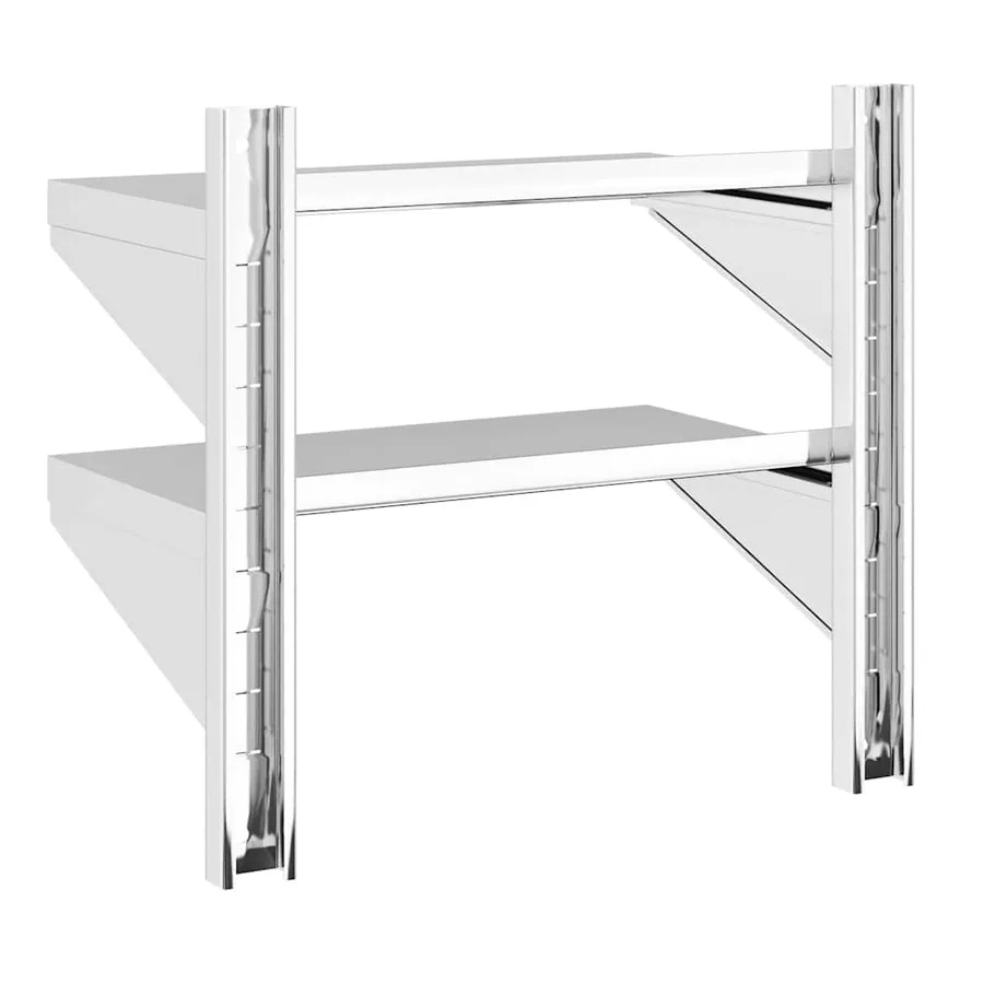 Étagère murale à 2 niveaux 50x30x48 cm argenté acier inoxydable - 7