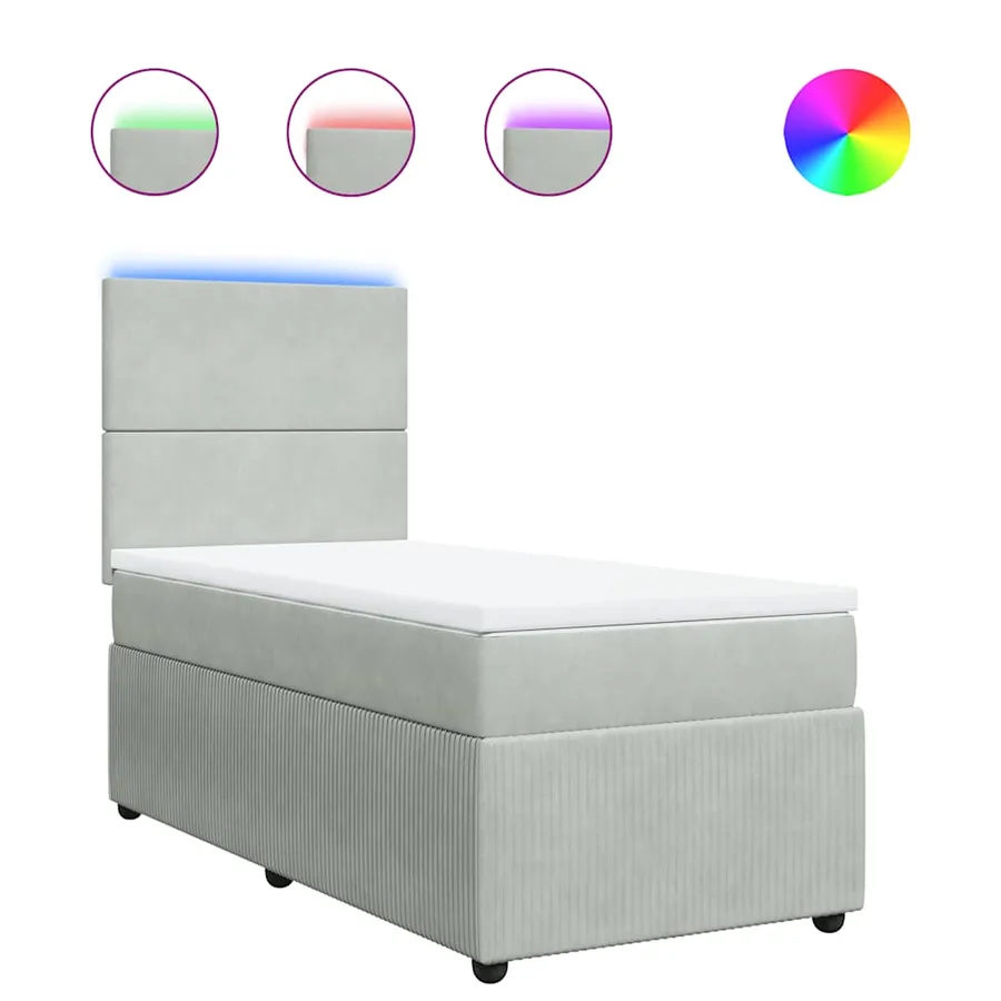 Sommier à lattes de lit et matelas Gris clair 80x200 cm Velours - 2