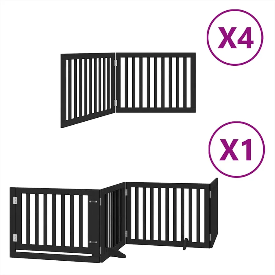 Barrière pour chien porte pliable 12panneaux noir bois peuplier - 2
