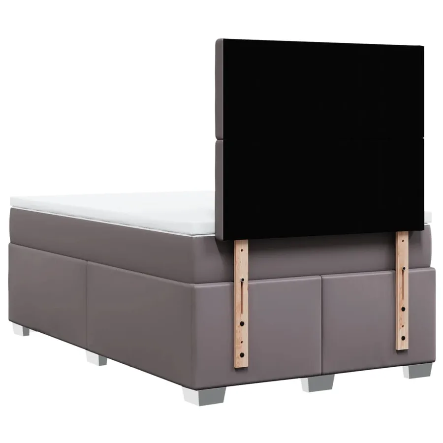 Sommier à lattes de lit avec matelas gris 120x190 cm similicuir - 12