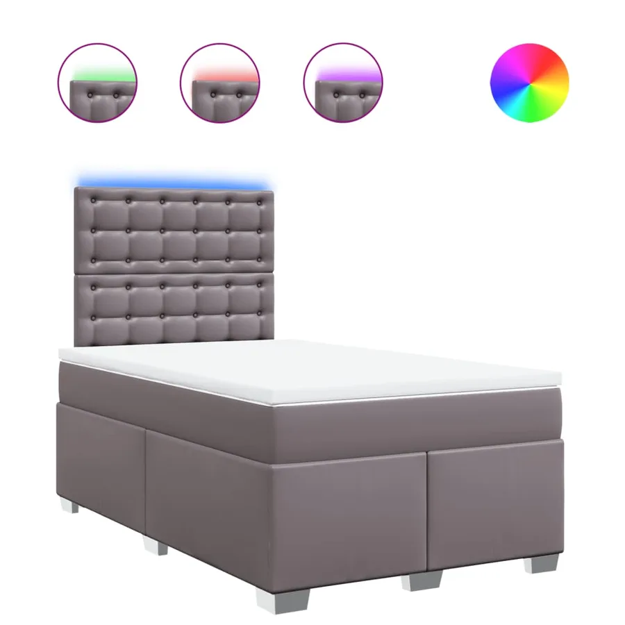 Sommier à lattes de lit avec matelas gris 120x190 cm similicuir - 2