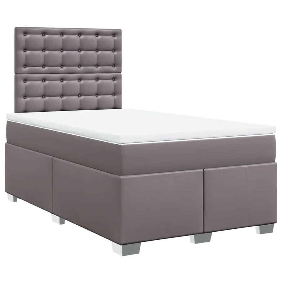 Sommier à lattes de lit avec matelas gris 120x190 cm similicuir - 4