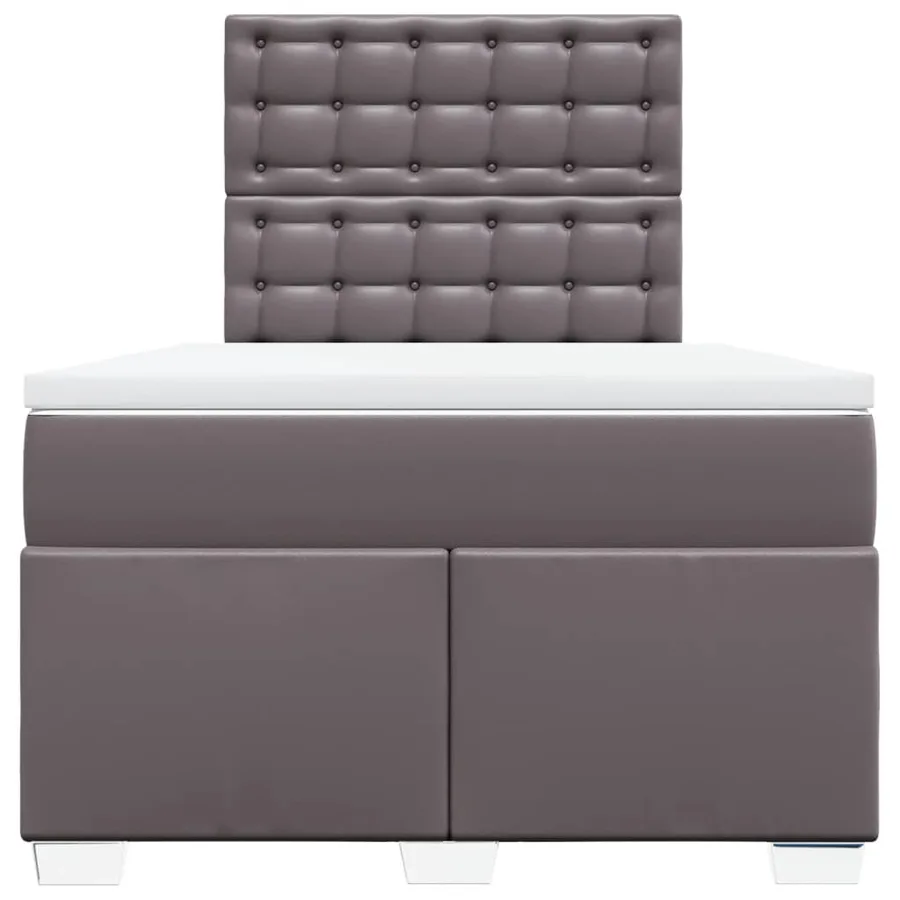 Sommier à lattes de lit avec matelas gris 120x190 cm similicuir - 6