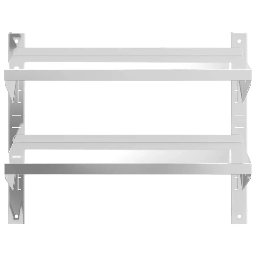 Étagère murale 2 niveaux 75x23,5x60 cm argenté acier inoxydable - 5
