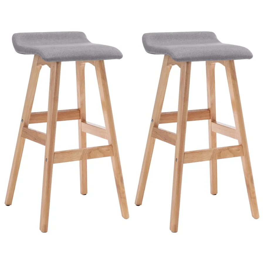Tabourets de bar lot de 2 gris clair tissu - 2