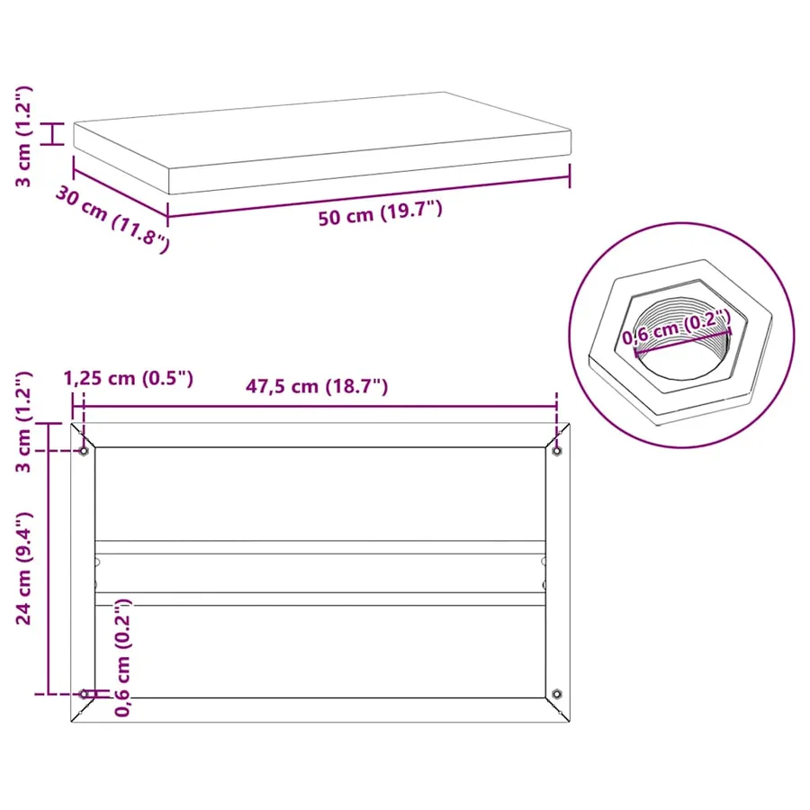 Étagères murales 2 pcs 50x30 cm argenté acier inoxydable - 10