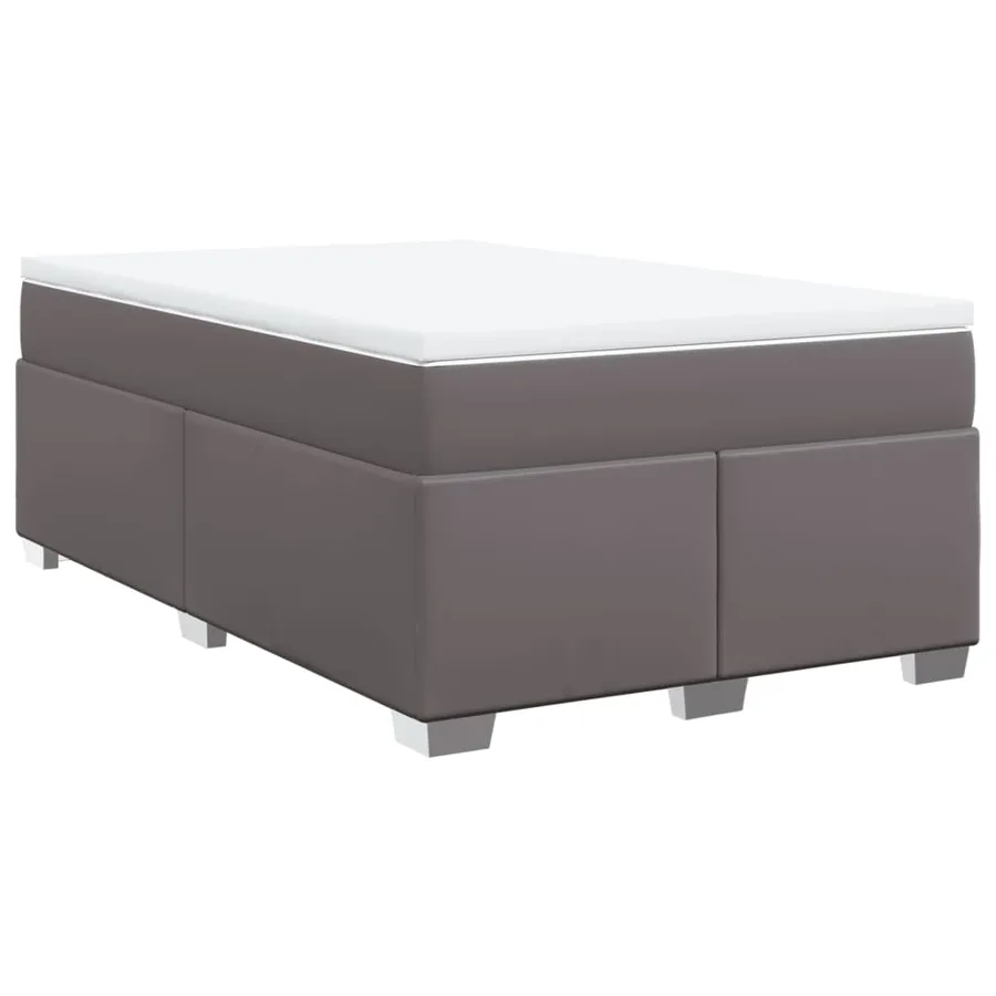 Sommier à lattes de lit avec matelas gris 120x190 cm similicuir - 2