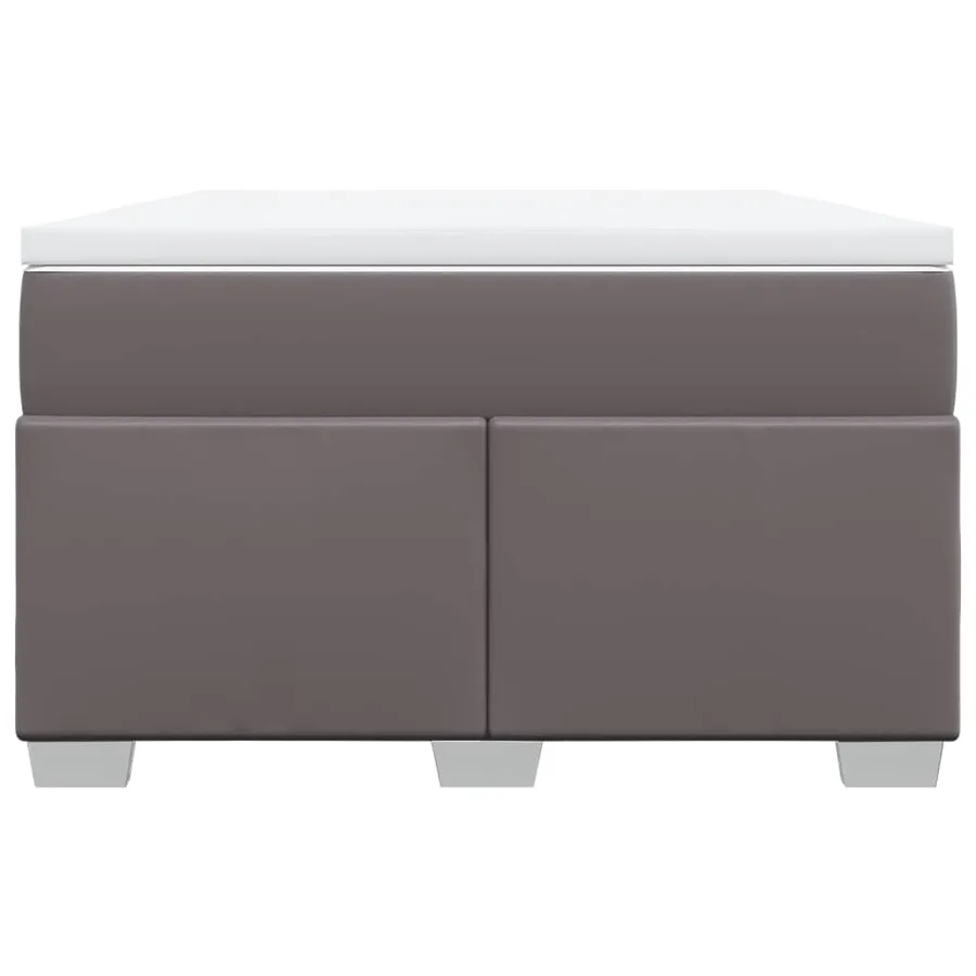 Sommier à lattes de lit avec matelas gris 120x190 cm similicuir - 4