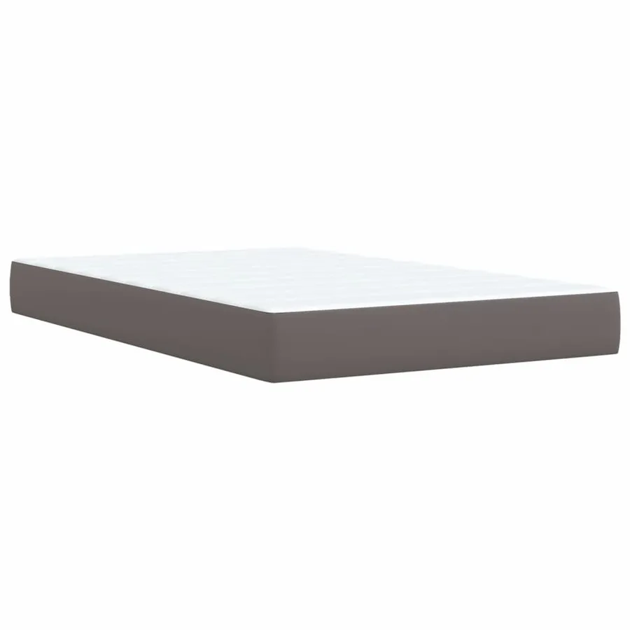 Sommier à lattes de lit avec matelas gris 120x190 cm similicuir - 6