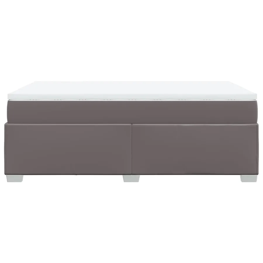 Sommier à lattes de lit avec matelas gris 120x190 cm similicuir - 8