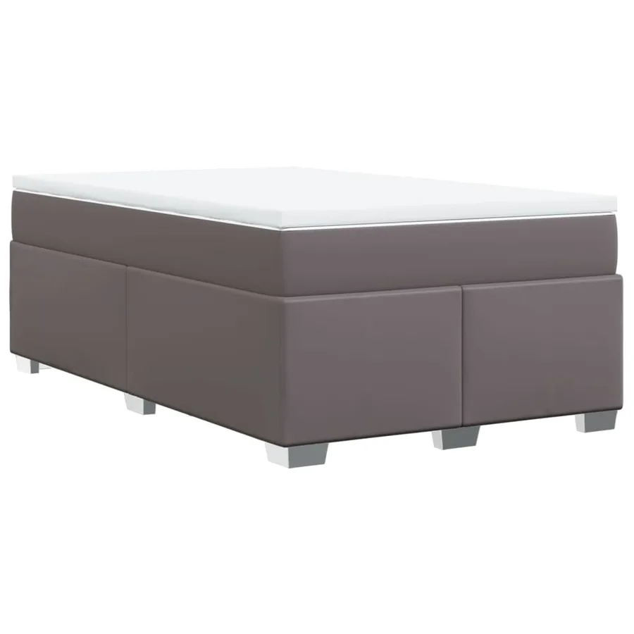 Sommier à lattes de lit avec matelas gris 120x190 cm similicuir - 9
