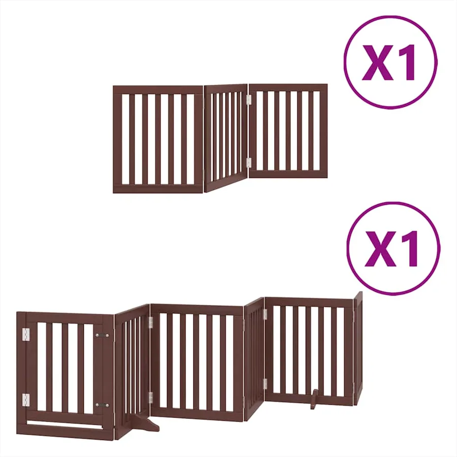 Barrière pour chien porte pliable 9 panneaux bois de peuplier - 2