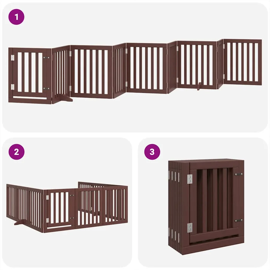 Barrière pour chien porte pliable 9 panneaux bois de peuplier - 5