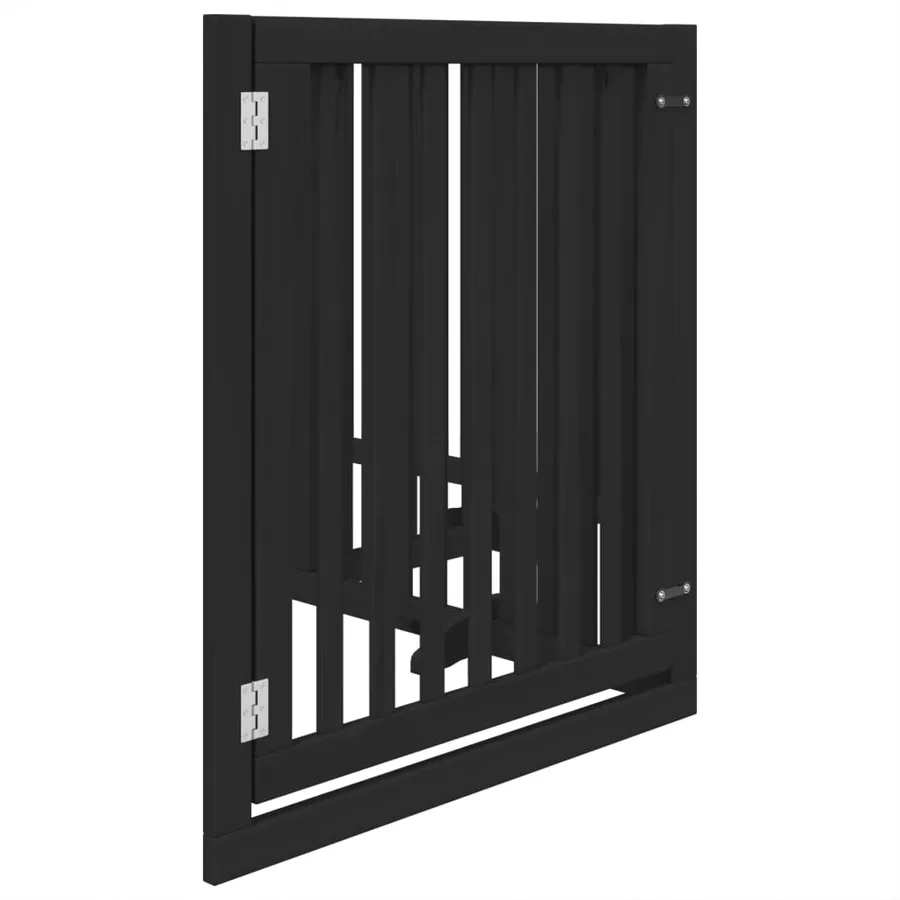 Barrière pour chiens et porte 4 panneaux noir bois de peuplier - 5
