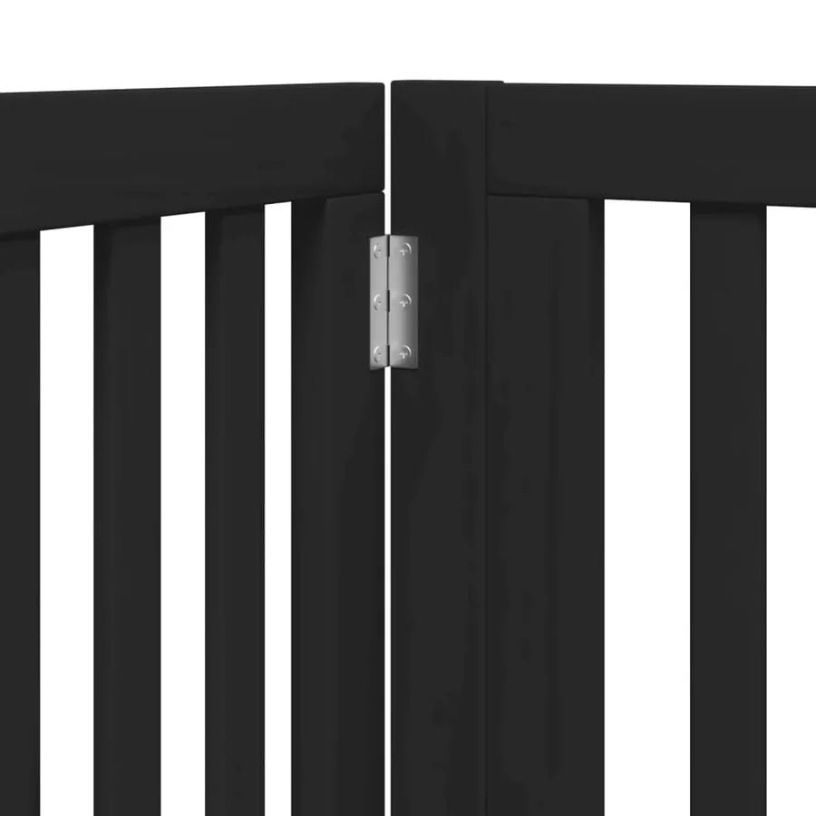 Barrière pour chiens et porte 4 panneaux noir bois de peuplier - 8