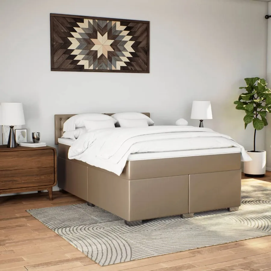 Sommier à lattes de lit avec matelas Cappuccino 160x200 cm - 4