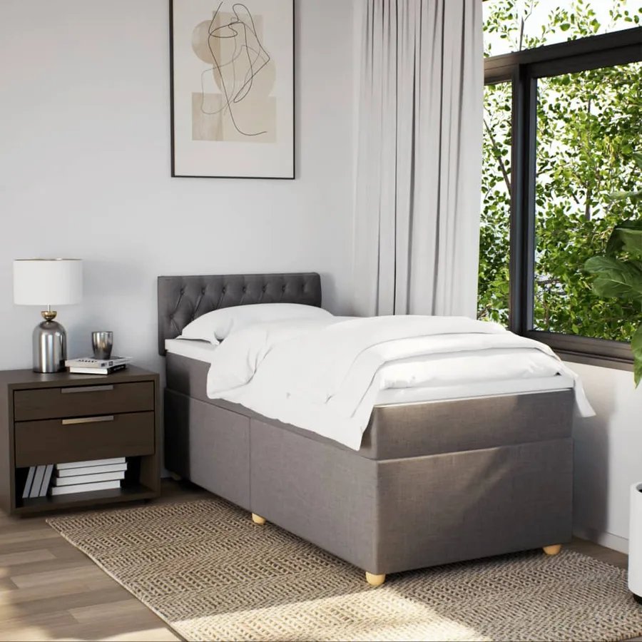 Sommier à lattes de lit avec matelas Taupe 90x190 cm Tissu - 3