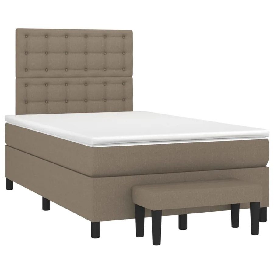 Sommier à lattes de lit avec matelas Taupe 120x200 cm Tissu - 3