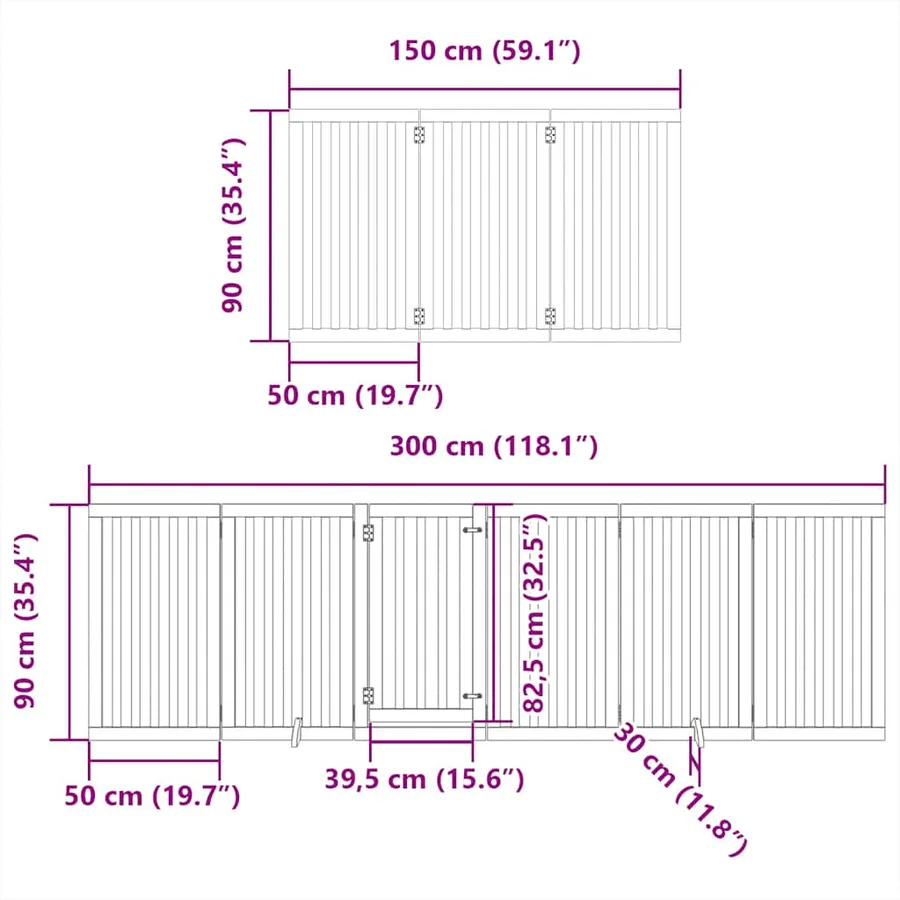 Barrière pour chien porte pliable 9panneaux blanc bois peuplier - 11