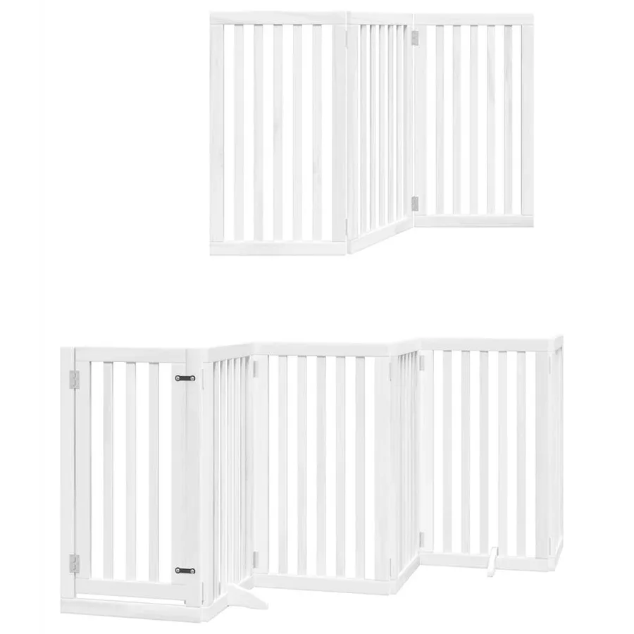 Barrière pour chien porte pliable 9panneaux blanc bois peuplier - 12