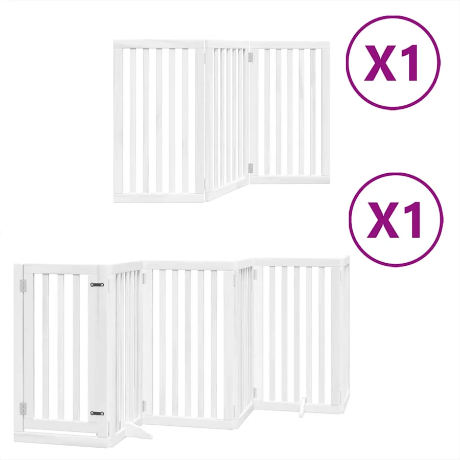 Barrière pour chien porte pliable 9panneaux blanc bois peuplier - 2