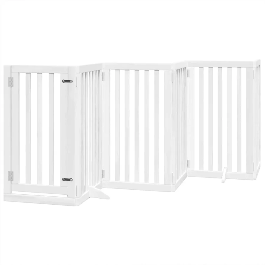 Barrière pour chien porte pliable 9panneaux blanc bois peuplier - 3