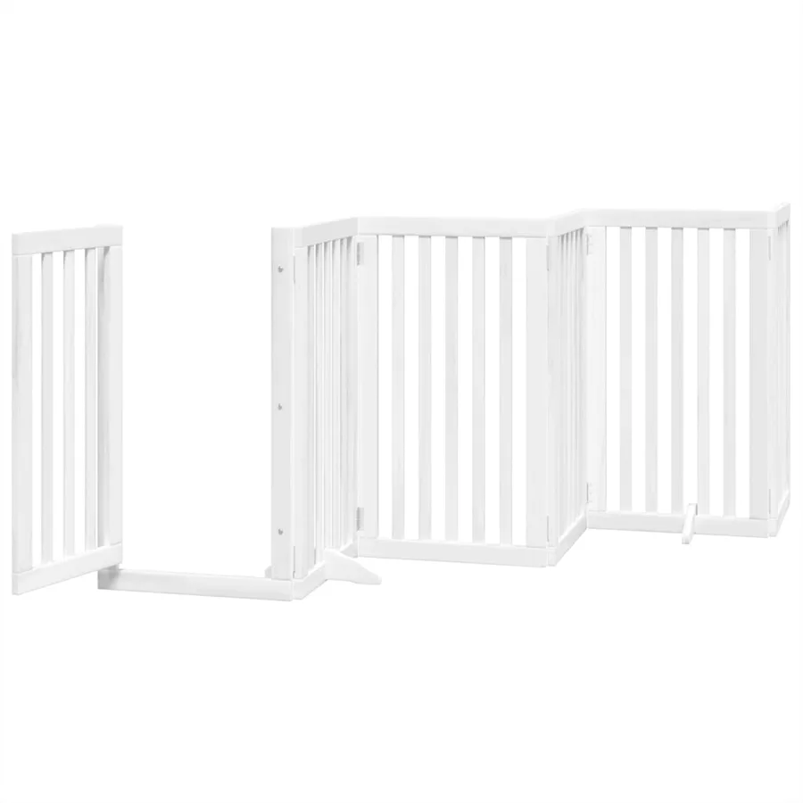 Barrière pour chien porte pliable 9panneaux blanc bois peuplier - 4