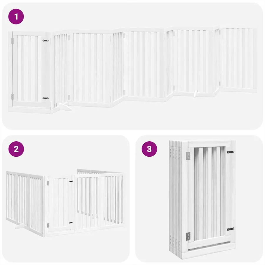 Barrière pour chien porte pliable 9panneaux blanc bois peuplier - 5