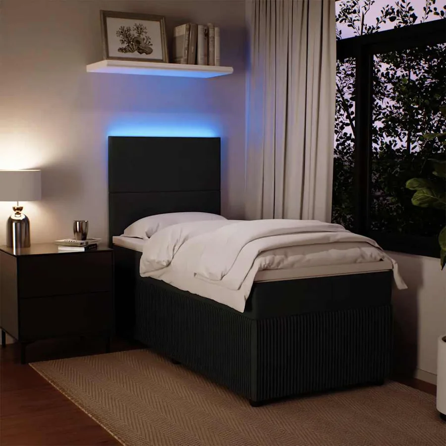 Sommier à lattes de lit et matelas Noir 80x200 cm Velours - 4