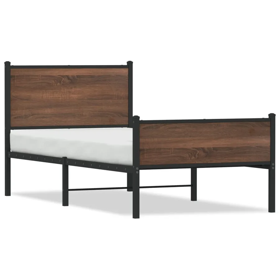 Cadre de lit en métal sans matelas chêne marron 80x200 cm - 2