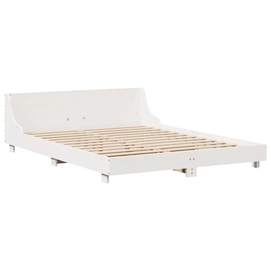 Cadre de lit sans matelas blanc 140x200 cm bois de pin massif - 3