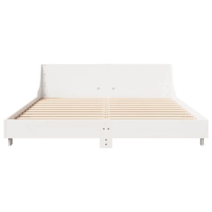 Cadre de lit sans matelas blanc 140x200 cm bois de pin massif - 4