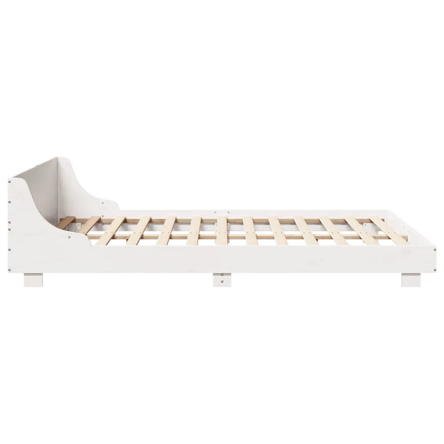 Cadre de lit sans matelas blanc 140x200 cm bois de pin massif - 5