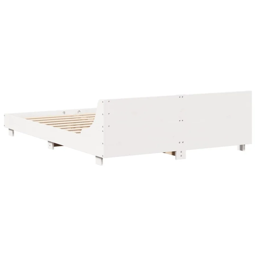 Cadre de lit sans matelas blanc 140x200 cm bois de pin massif - 6