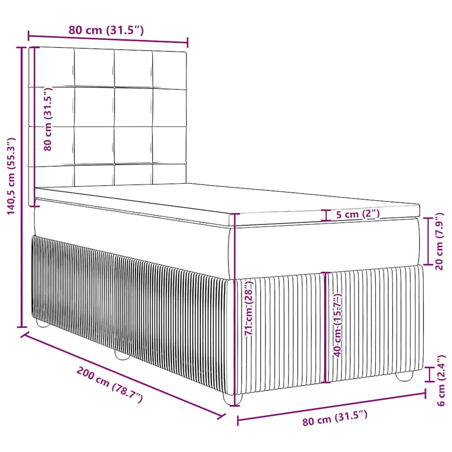 Sommier à lattes de lit et matelas Rose 80x200 cm Velours - 13