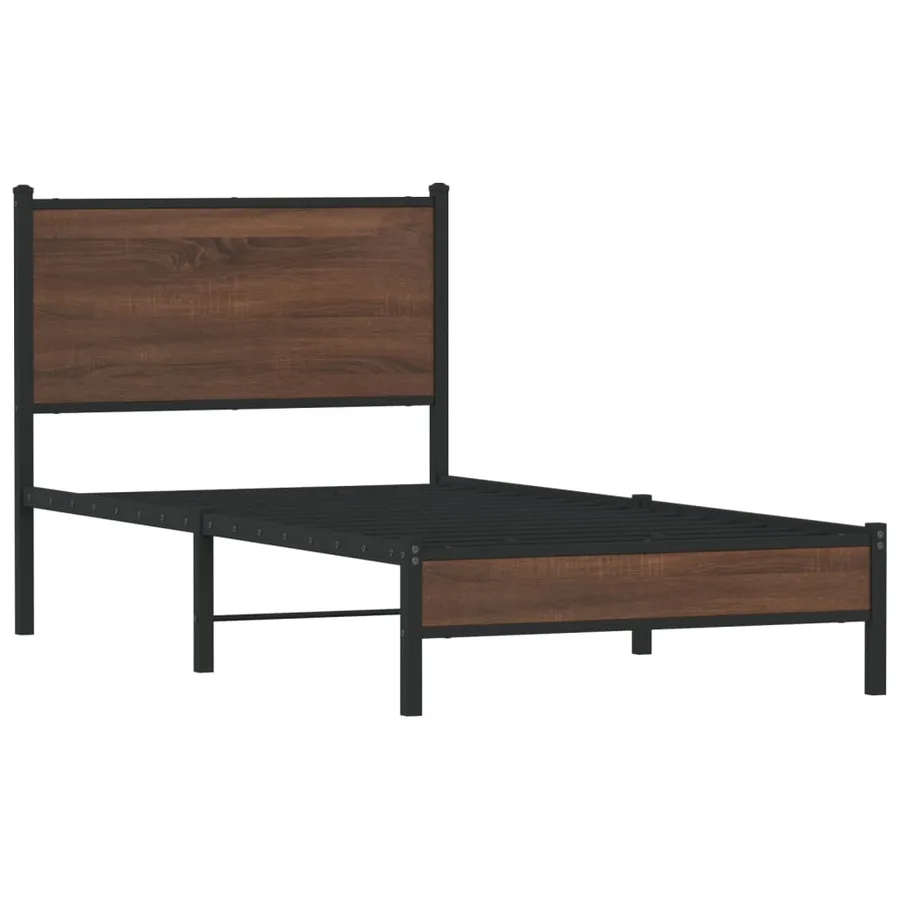 Cadre de lit en métal sans matelas chêne marron 90x190 cm - 3