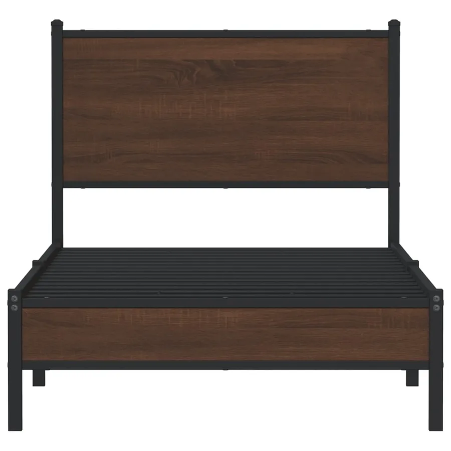 Cadre de lit en métal sans matelas chêne marron 90x190 cm - 5