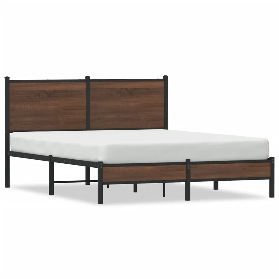 Cadre de lit en métal sans matelas chêne marron 140x200 cm - 2