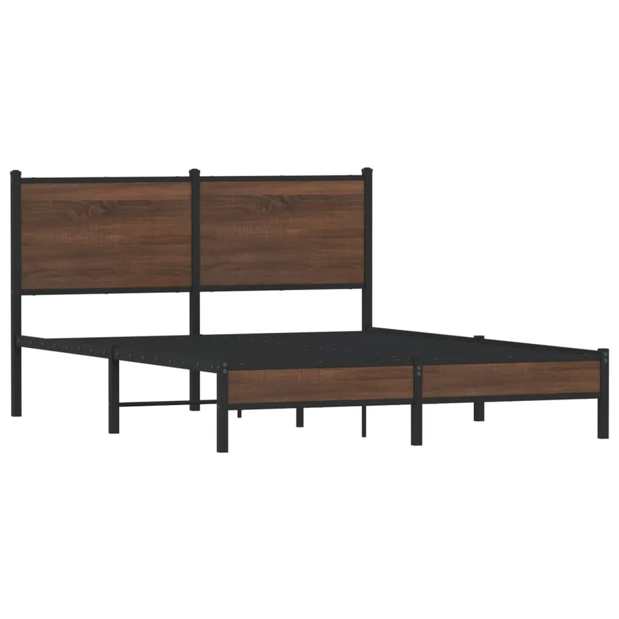 Cadre de lit en métal sans matelas chêne marron 140x200 cm - 3
