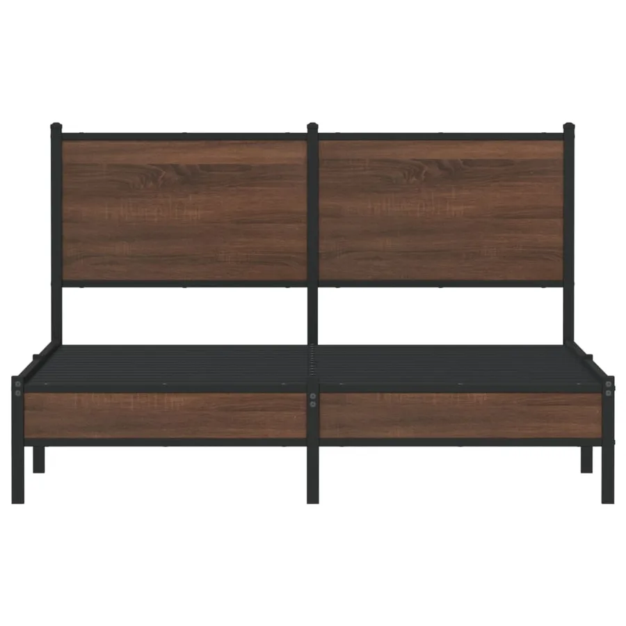 Cadre de lit en métal sans matelas chêne marron 140x200 cm - 5
