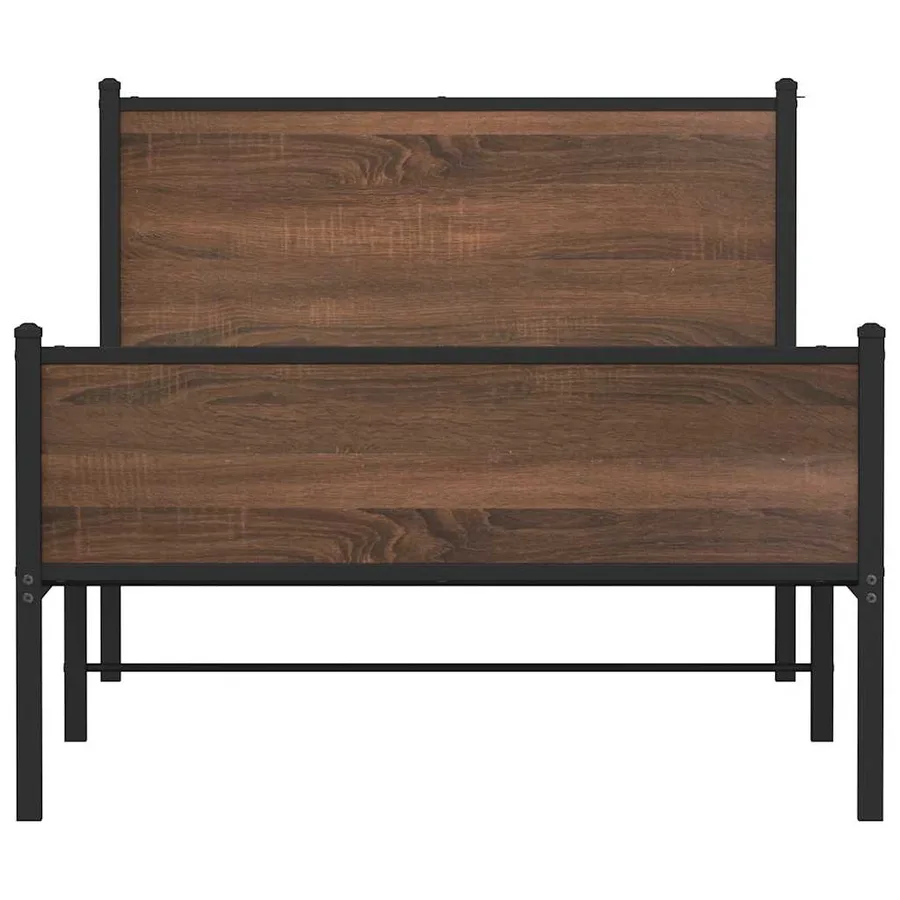 Cadre de lit en métal sans matelas chêne marron 107x203 cm - 5