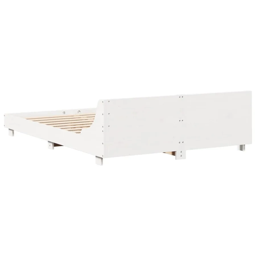 Cadre de lit sans matelas blanc 140x190 cm bois de pin massif - 6