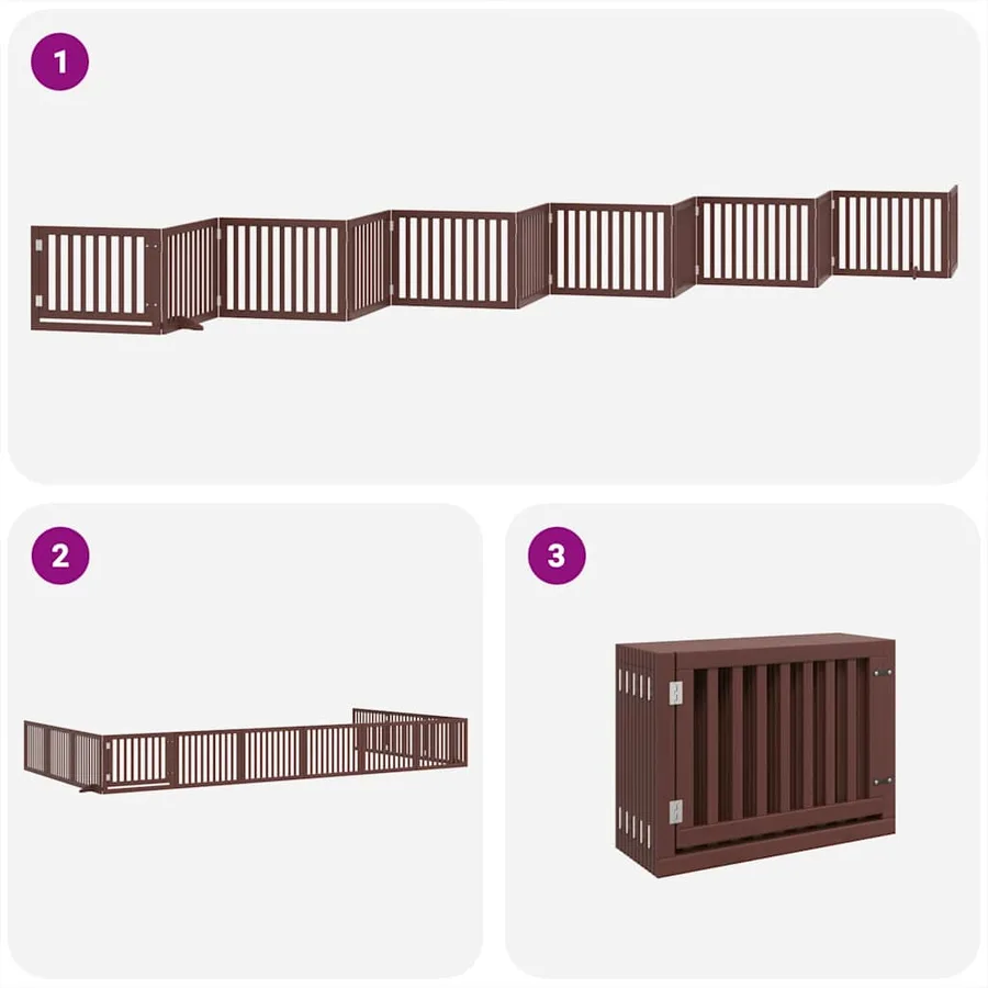 Barrière pour chien porte pliable 12 panneaux bois de peuplier - 5