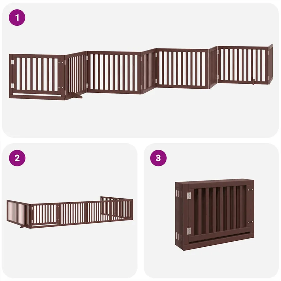 Barrière pour chien porte pliable 8 panneaux bois de peuplier - 5