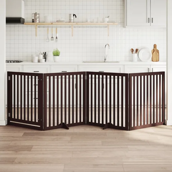 Barrière pour chiens avec porte 4 panneaux bois de peuplier